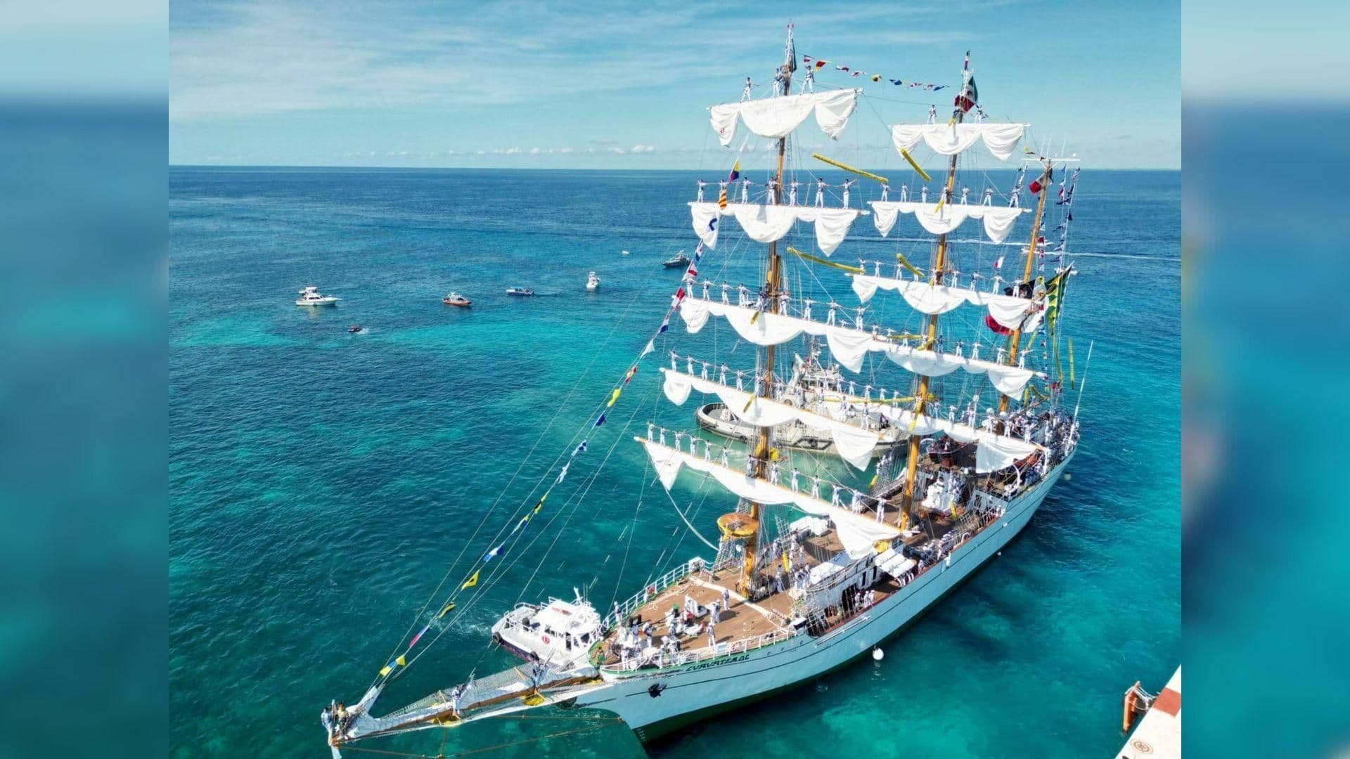 Buque Escuela Cuauhtémoc Arriba a Cozumel Tras Travesía por Golfo de México y Caribe