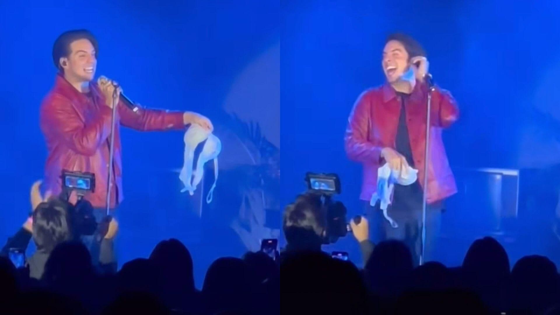 Le Lanzan Brasier a Vadhir Derbez Durante su Concierto en el Lunario