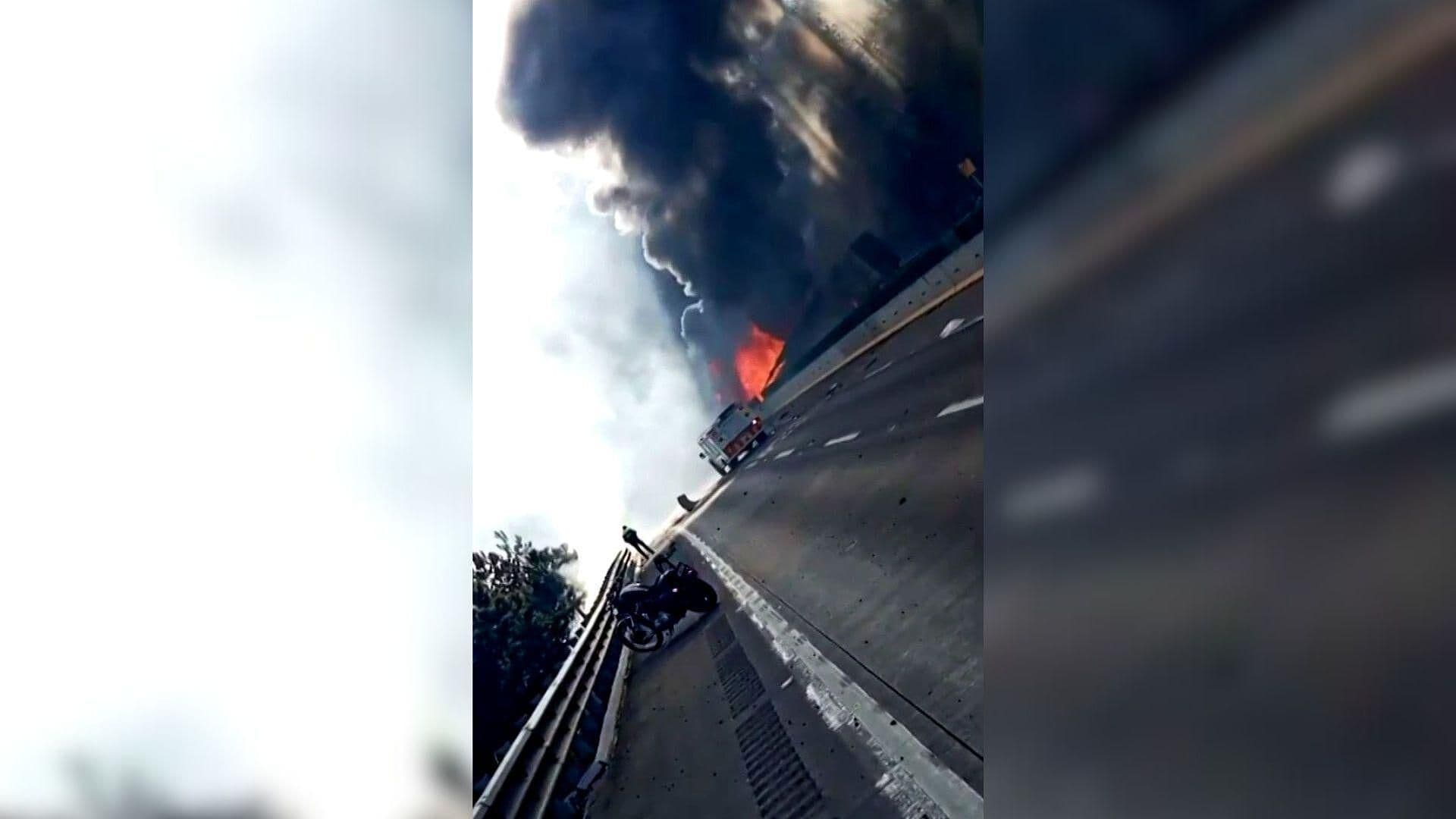 Foto: Cierre Total en Autopista México-Puebla por Choque Múltiple y Pipa Incendiada
