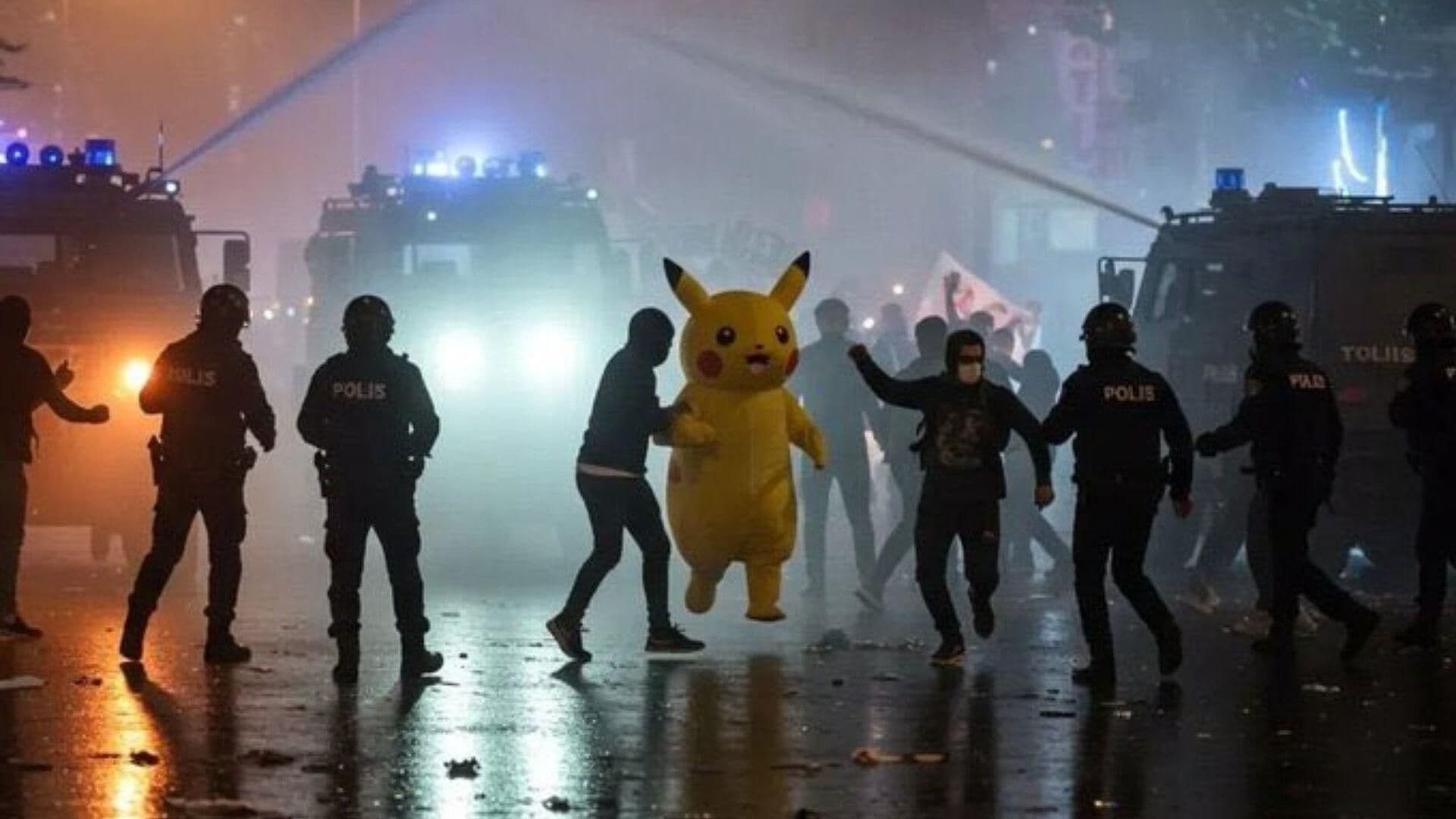 ¡Insólito! Pikachú Corre de la Policía en Medio de Protestas en Estambul