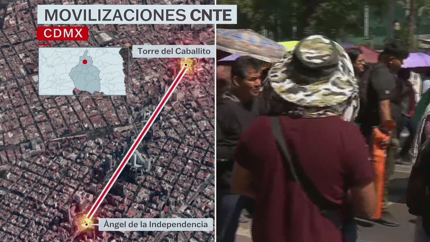Maestros de la CNTE Salen del Ángel de la Independencia, CDMX