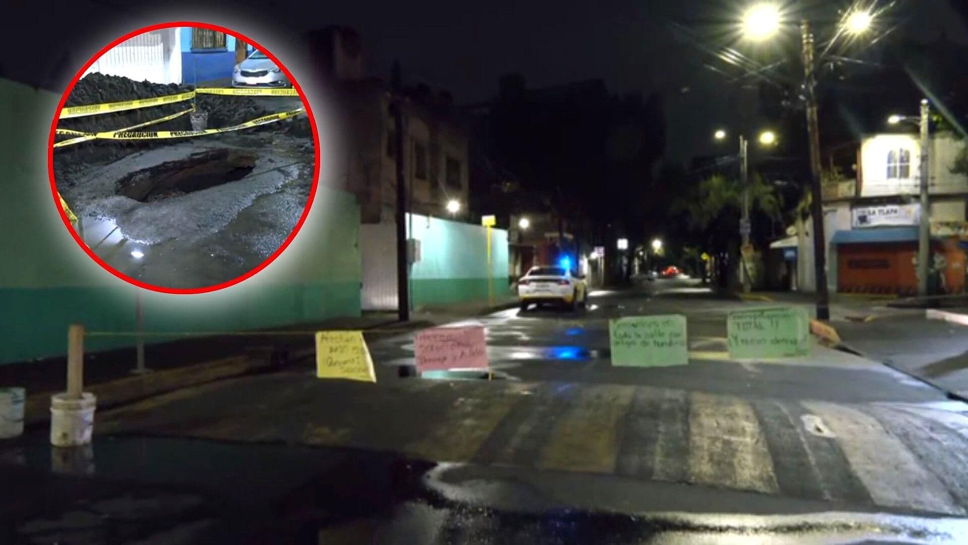 Manifestación en CDMX: Vecinos de la Colonia Argentina Poniente Bloquean la México-Tacuba por Socavón
