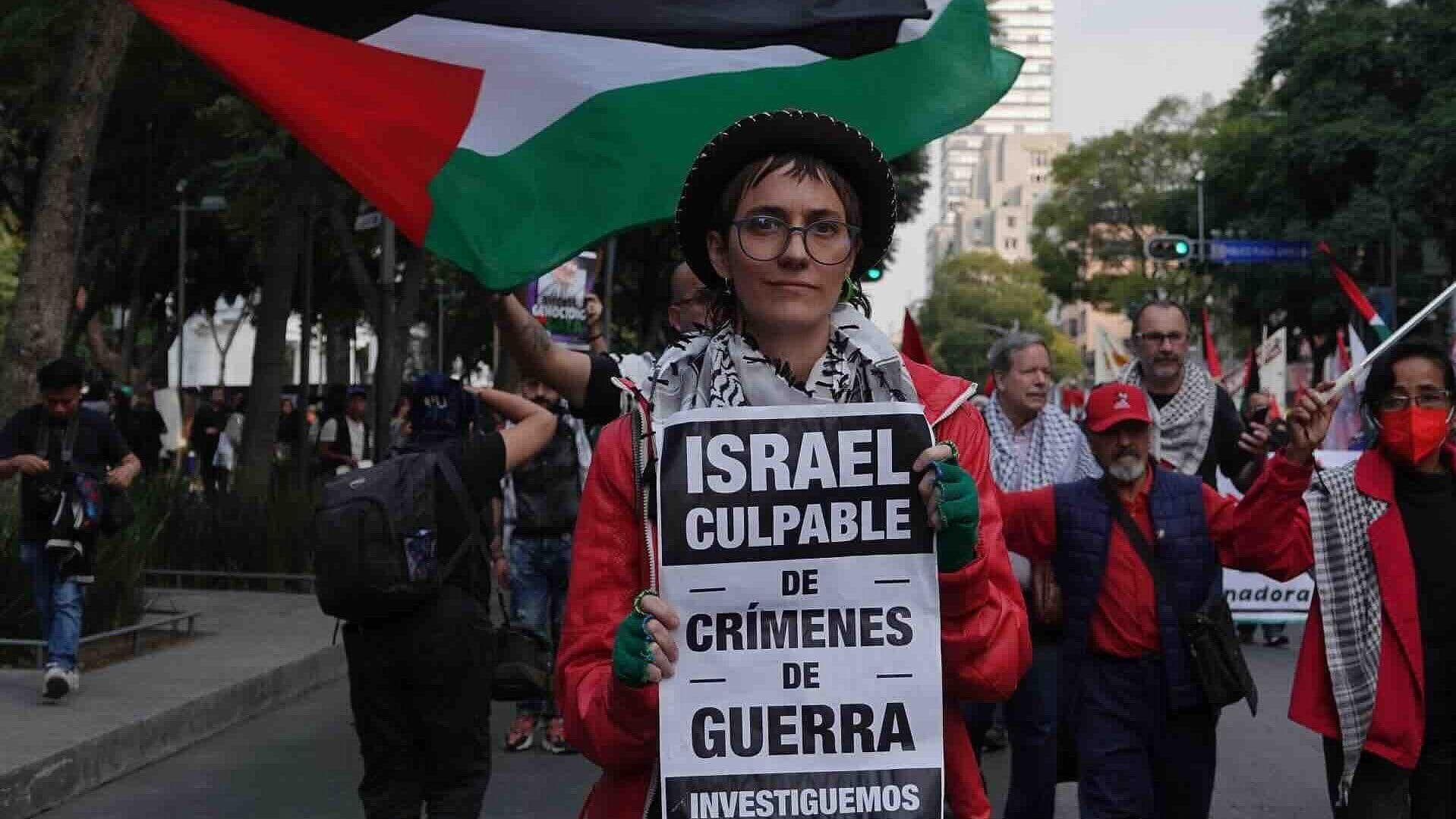 Concluye Mitin de Apoyo a Palestina Frente a Exembajada de EUAen CDMX