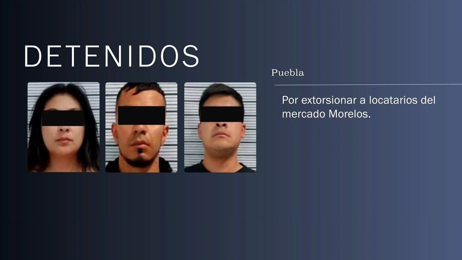 Detienen a Tres por Extorsión y Venta de Droga en Mercado Morelos, Puebla