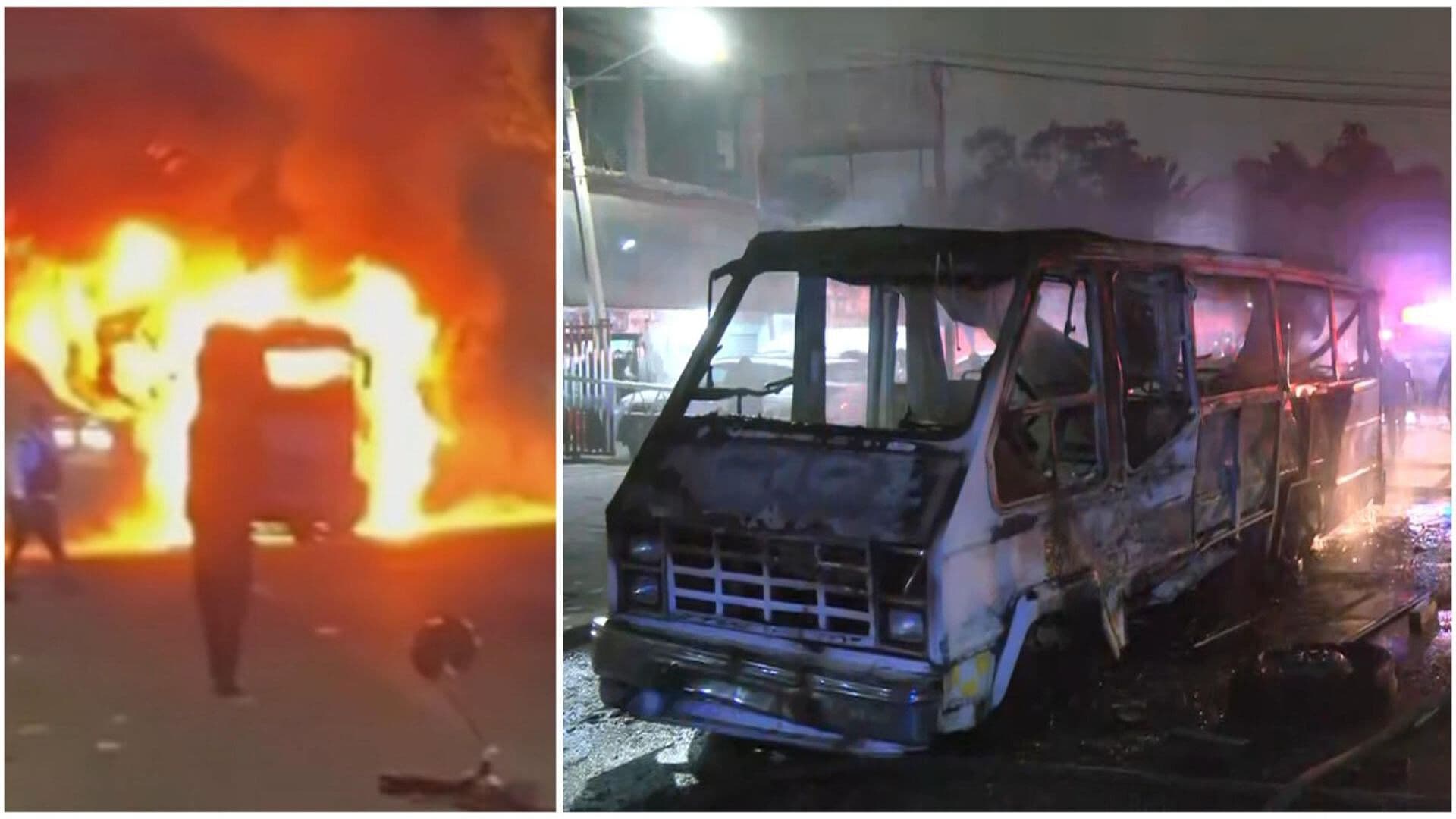 VIDEO: Momento Exacto que Microbús se Incendia en Nezahualcóyotl; Así Quedó Totalmente Calcinado