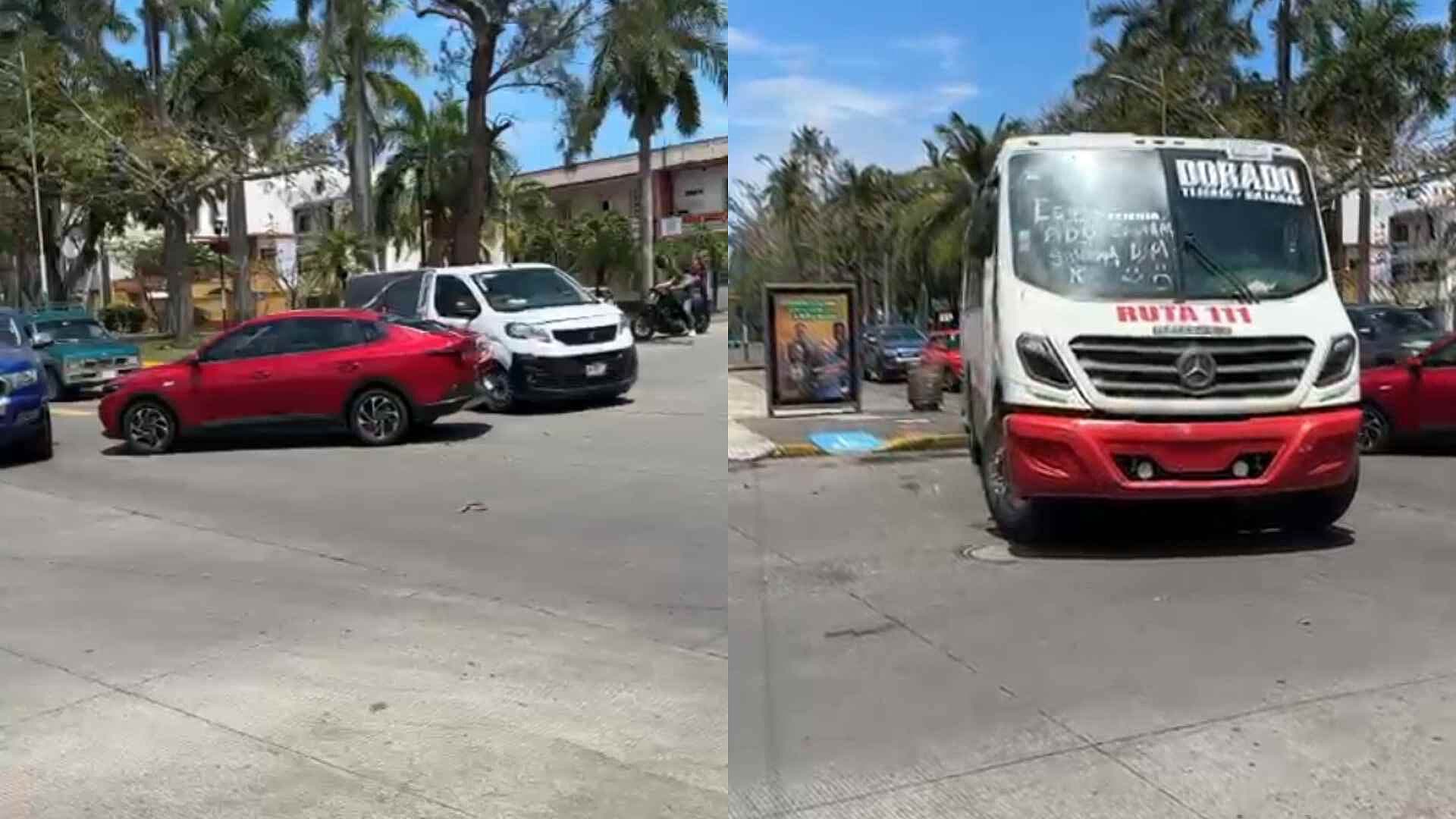 Automóvil y Camioneta Funeraria Chocan y Provocan Caos Vial en Colonia Centro de Veracruz