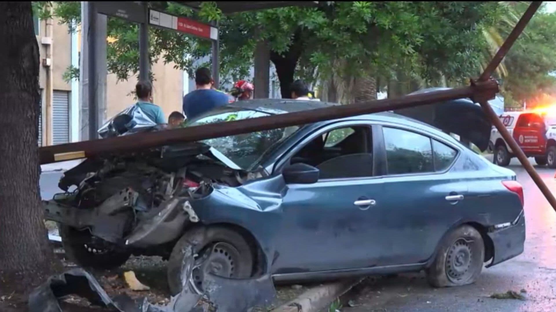 Conductor se Impacta Contra Árbol en Avenida Lázaro Cárdenas en Monterrey