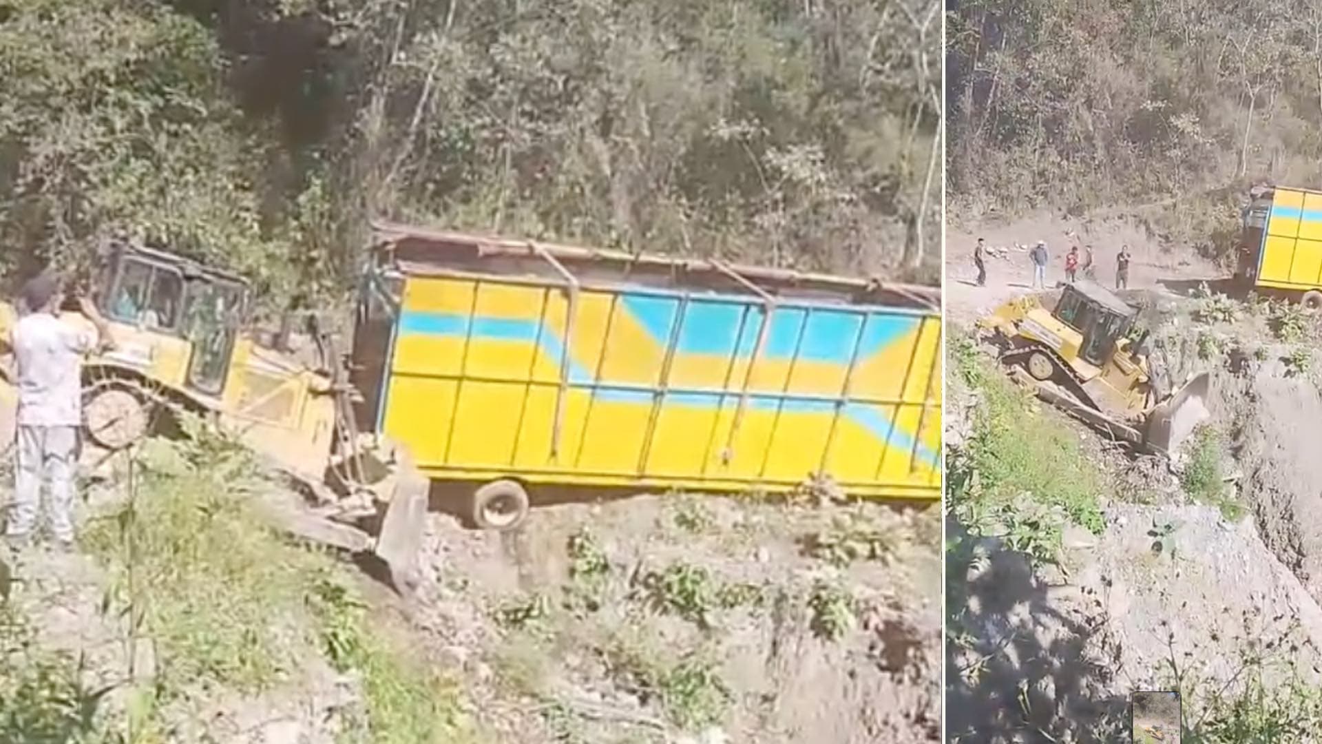 Tráiler con Juegos Mecánicos Estuvo A Punto de Caer a un Barranco en Puebla; Así lo Rescataron
