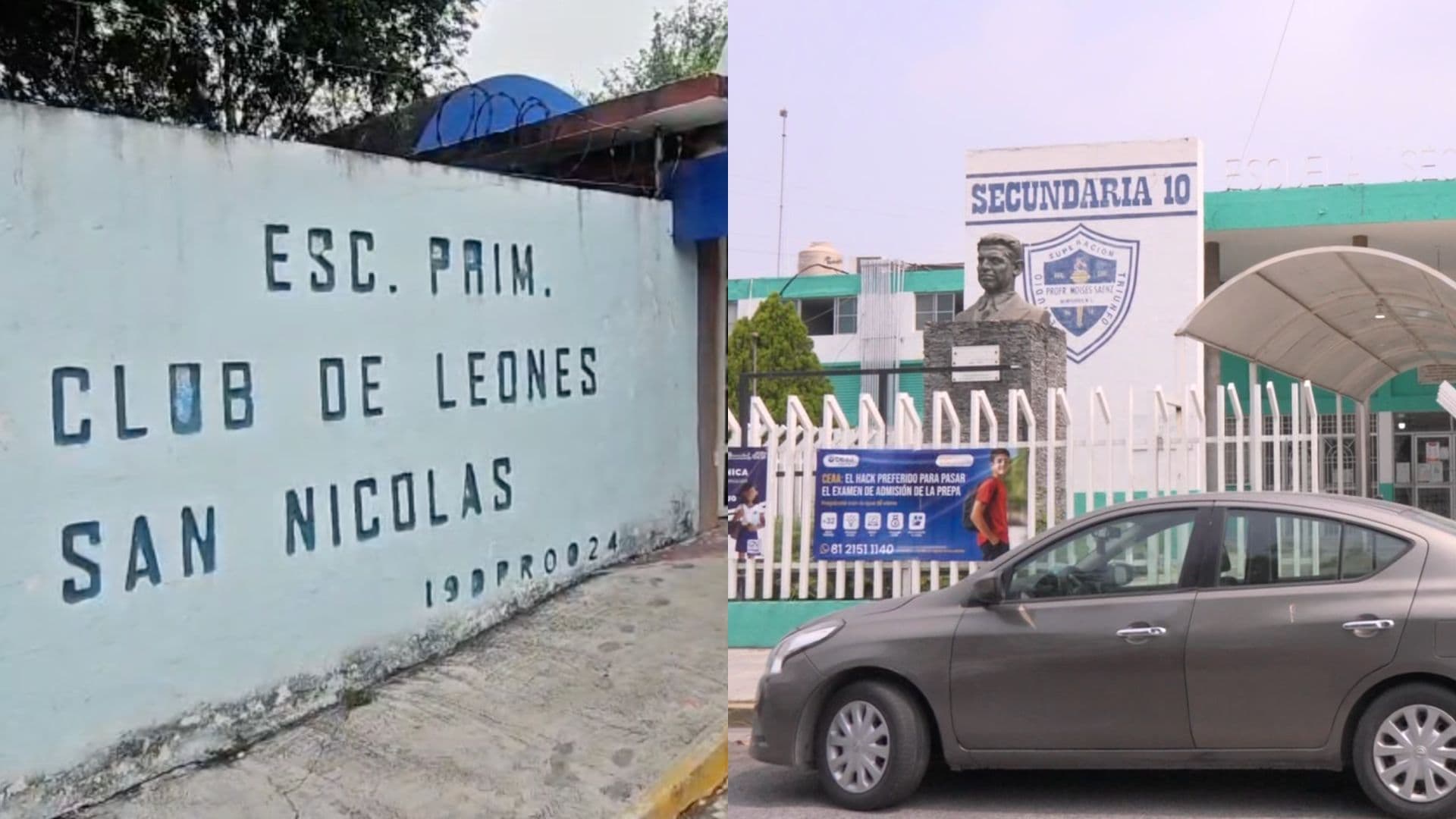 Fachada de Escuela Primaria Club de Leones San Nicolás y Secundaria No. 10 en Monterrey