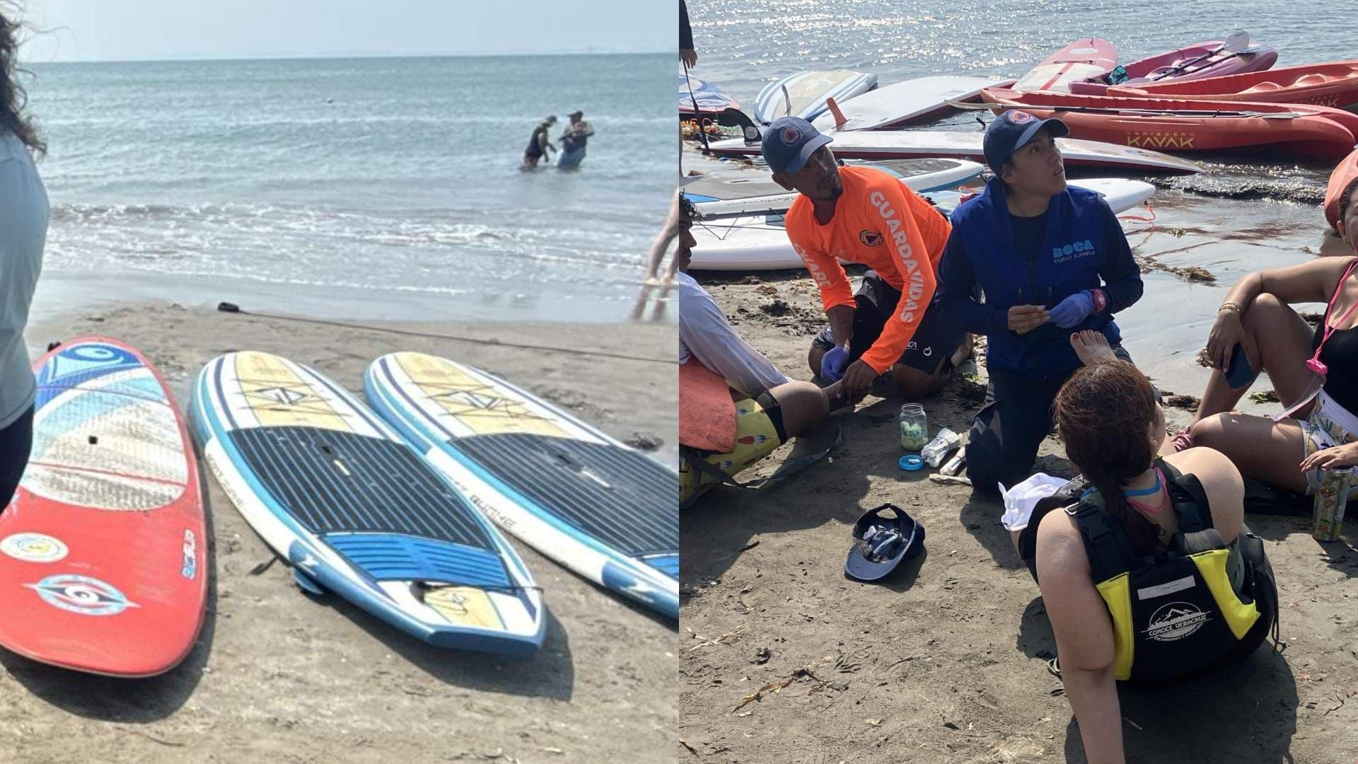 Rescatan a Kayakistas que Quedaron a la Deriva en Playa Camino Real en Boca del Rio