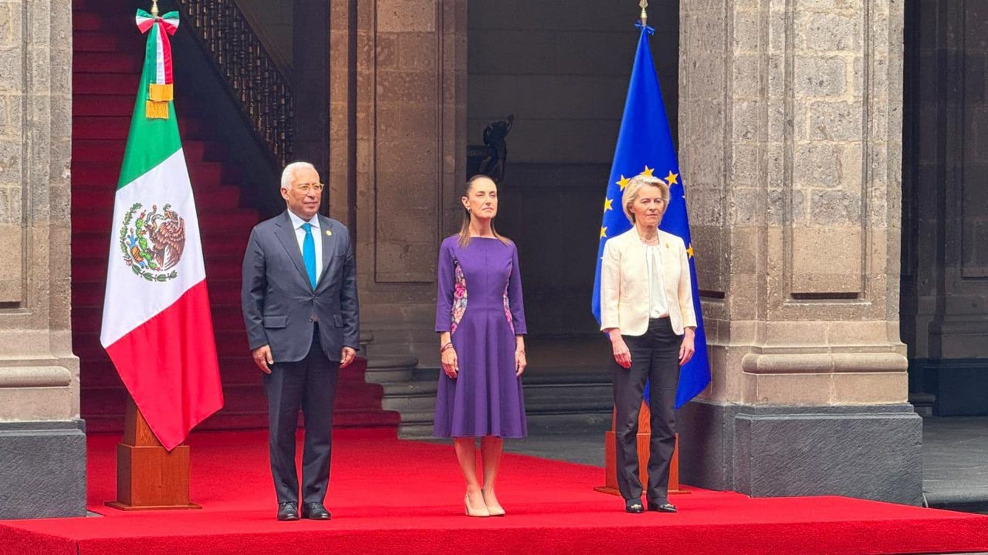 Sheinbaum Se Reúne con Líderes de la Unión Europea en Palacio Nacional