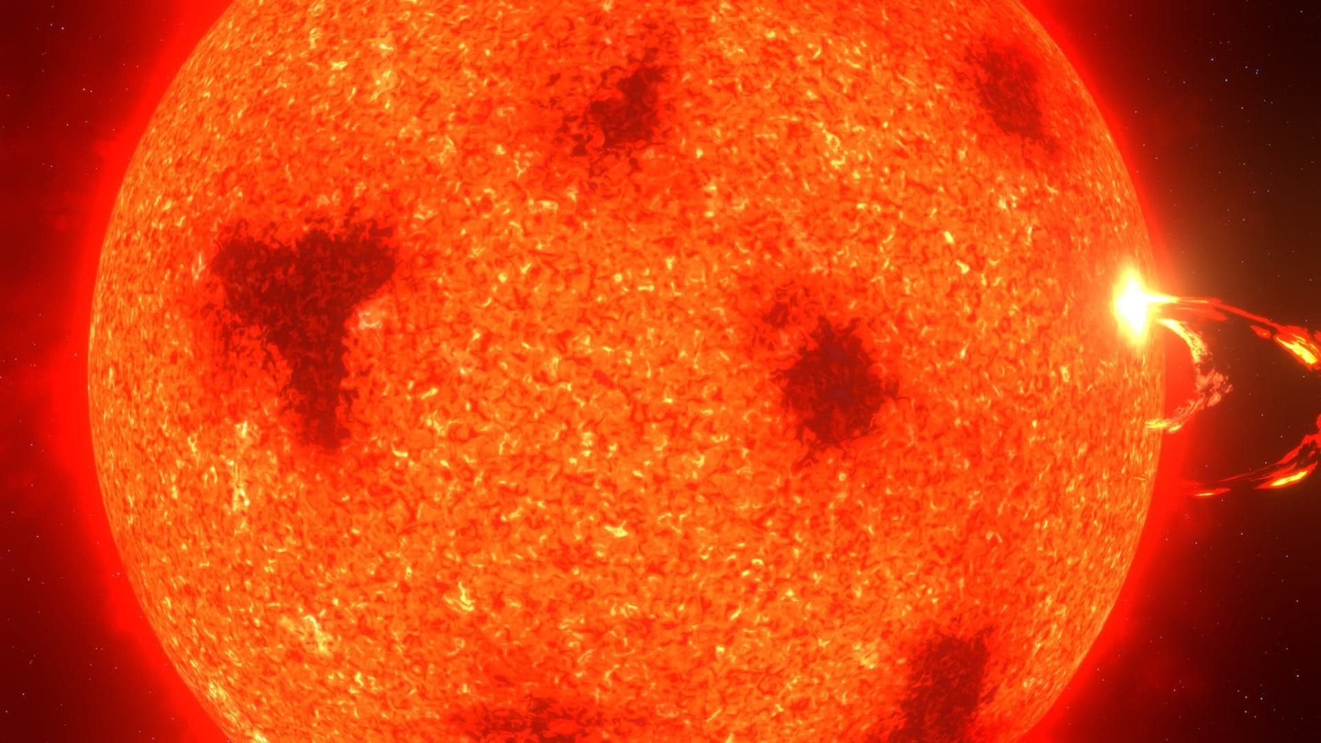 Ilustración de una llamarada solar desprendida del Sol