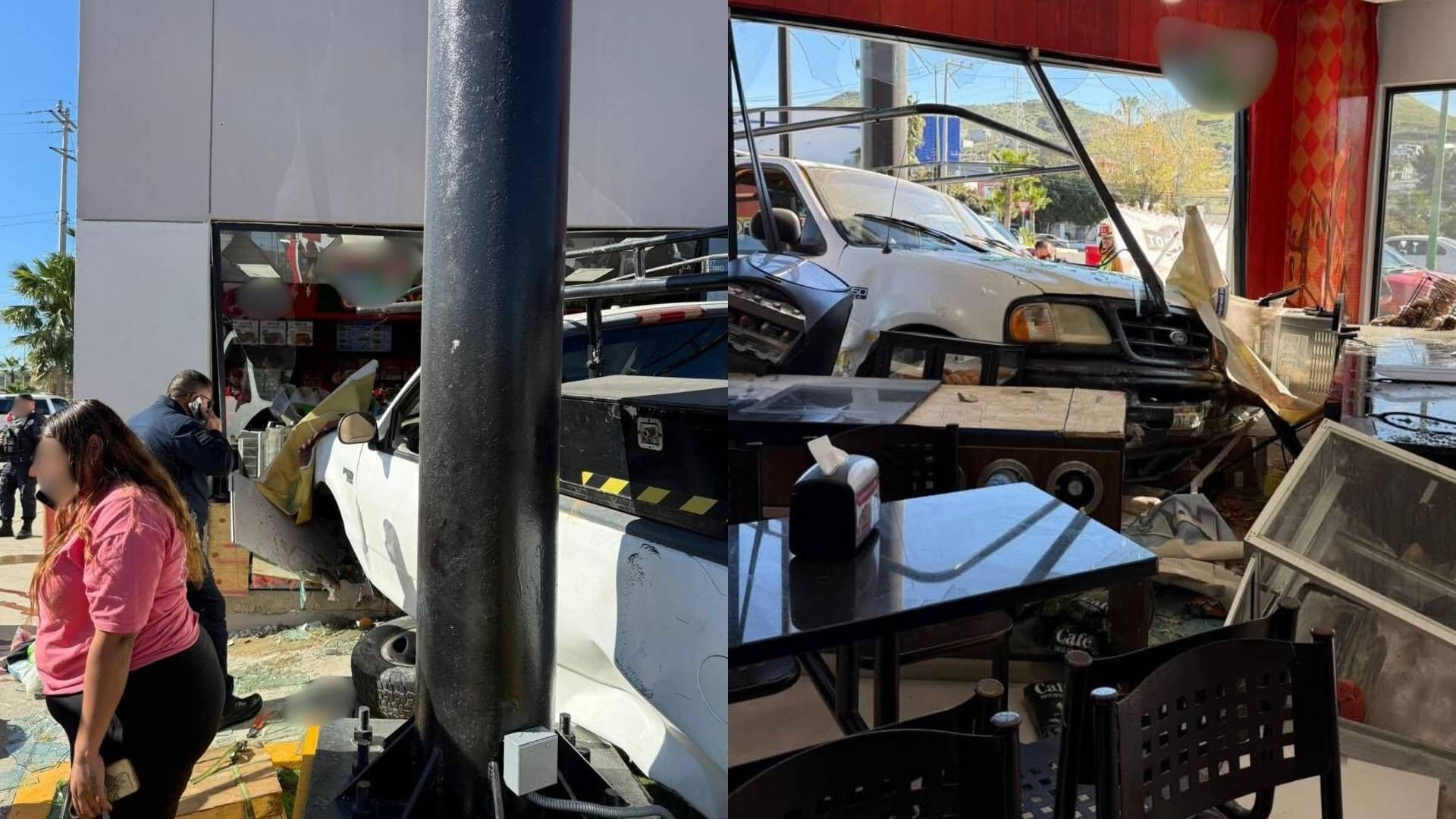 Pickup Atropella a Mujer y Termina Atravesando Pared de una Tienda en Tecate