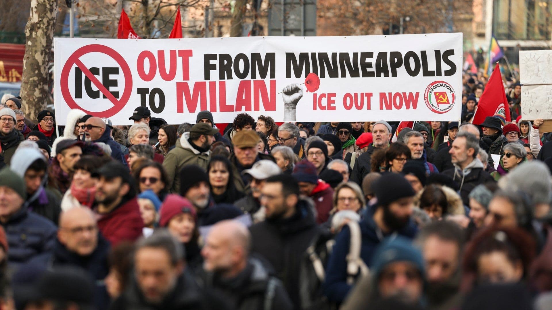 Manifestantes en Milán Protestan por la Presencia de ICE en los Juegos Olímpicos de Invierno